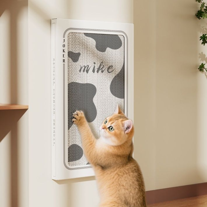 猫爪とぎ 牛柄デザイン壁貼り猫爪とぎボード