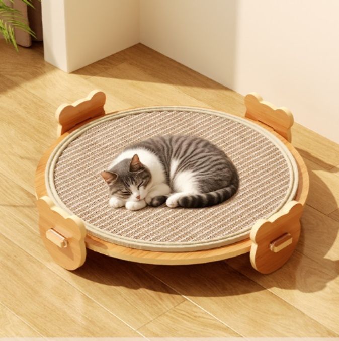 猫爪とぎ 木製丸型ベッド兼用猫爪とぎ休息台