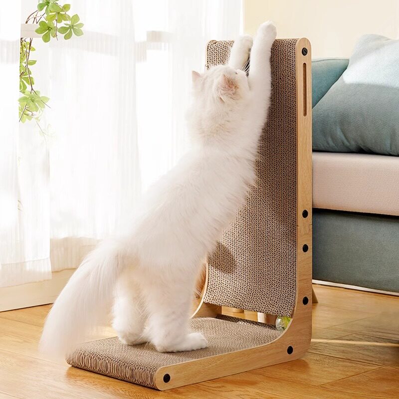 猫爪とぎ 立て掛け式ダンボール猫爪とぎ 木製スタンド付き