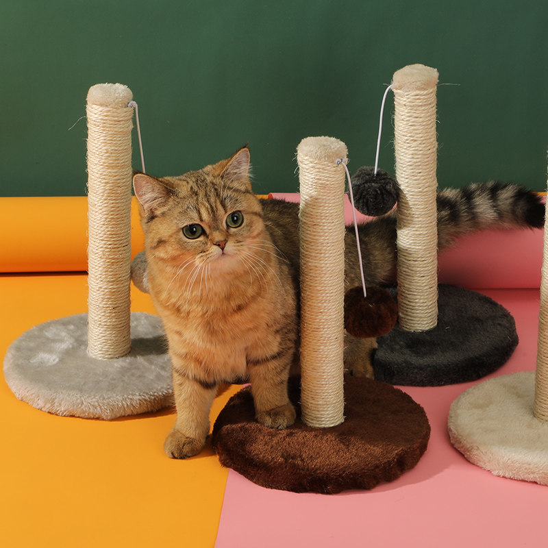 猫爪とぎ 麻縄巻きポール付き丸台座猫爪とぎスタンド