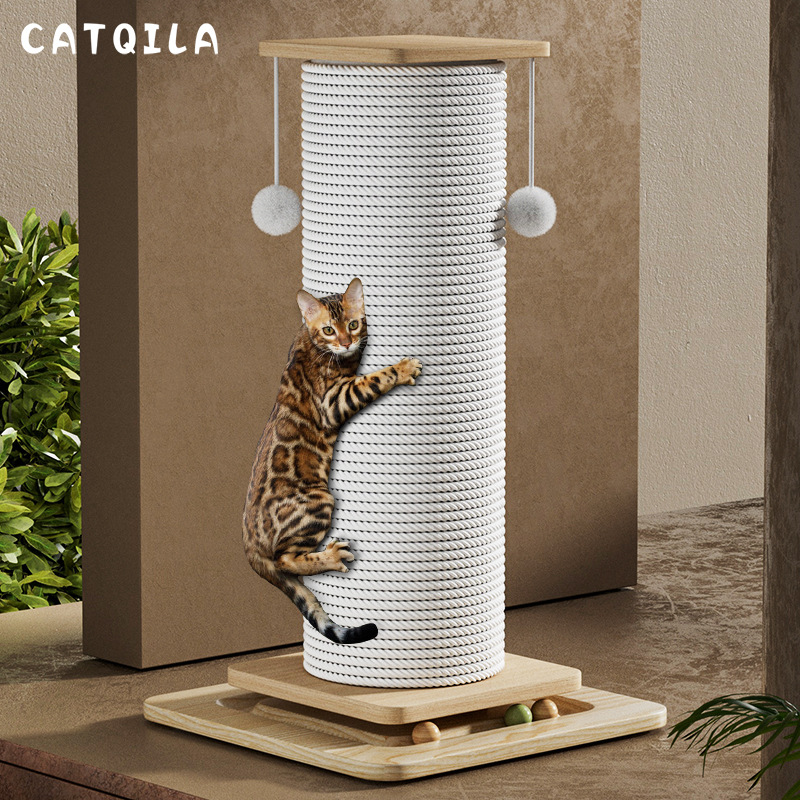 大型麻縄巻き猫爪とぎポールタワースタンド