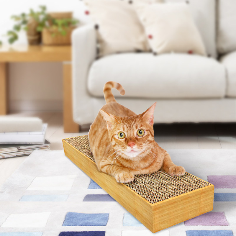 猫爪とぎ 木目調ボックス型ダンボール猫爪とぎ 平置きタイプ