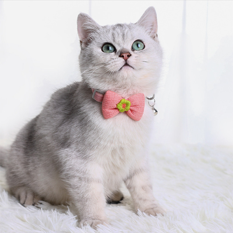 花飾り付きふわふわリボンの猫首輪