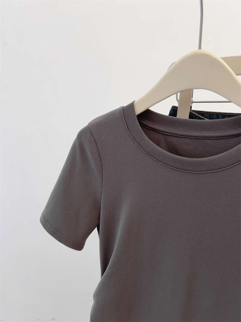オフィスカジュアル  シンプル半袖ラウンドネックTシャツ