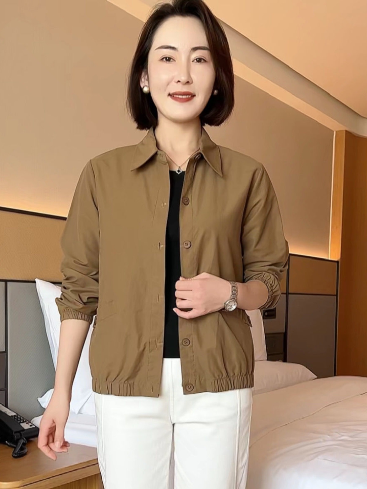 レディース オフィスカジュアル ゆったりシルエット長袖シャツジャケット