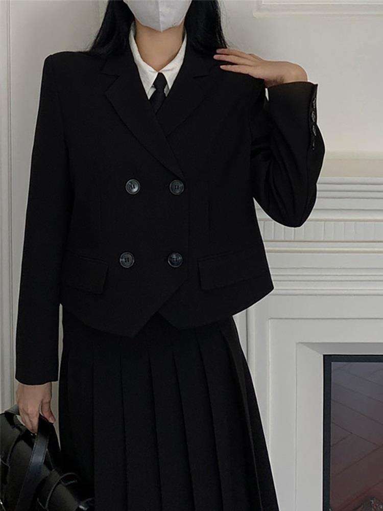 オフィスカジュアル  モダンスクールガール風ダブルブレストスーツセット