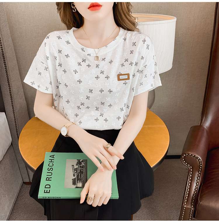 オフィスカジュアル  モダンプリント半袖Tシャツ3点セット