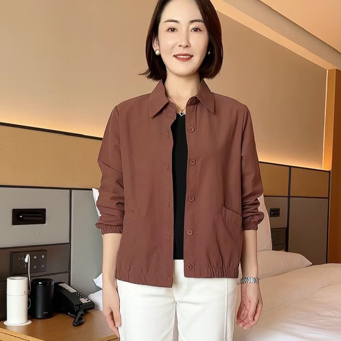 レディース オフィスカジュアル ゆったりシルエット長袖シャツジャケット