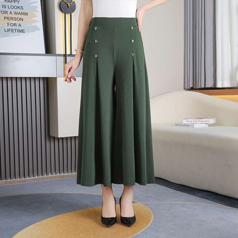 オフィスカジュアル  エレガントワイドレッグパレッツォパンツ