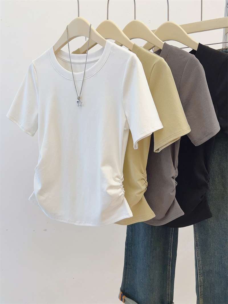 オフィスカジュアル  シンプル半袖ラウンドネックTシャツ