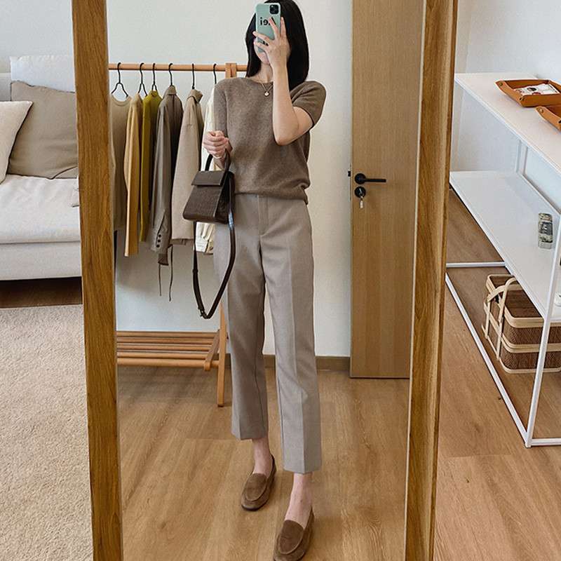 レディース オフィスカジュアル ストレッチ美脚チノパンツ