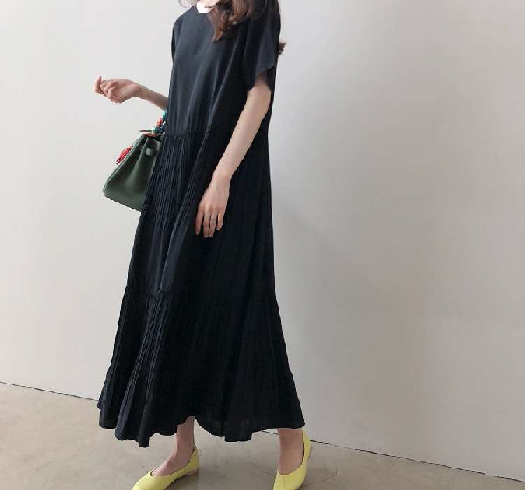 オフィスカジュアル  ティアードマキシワンピース