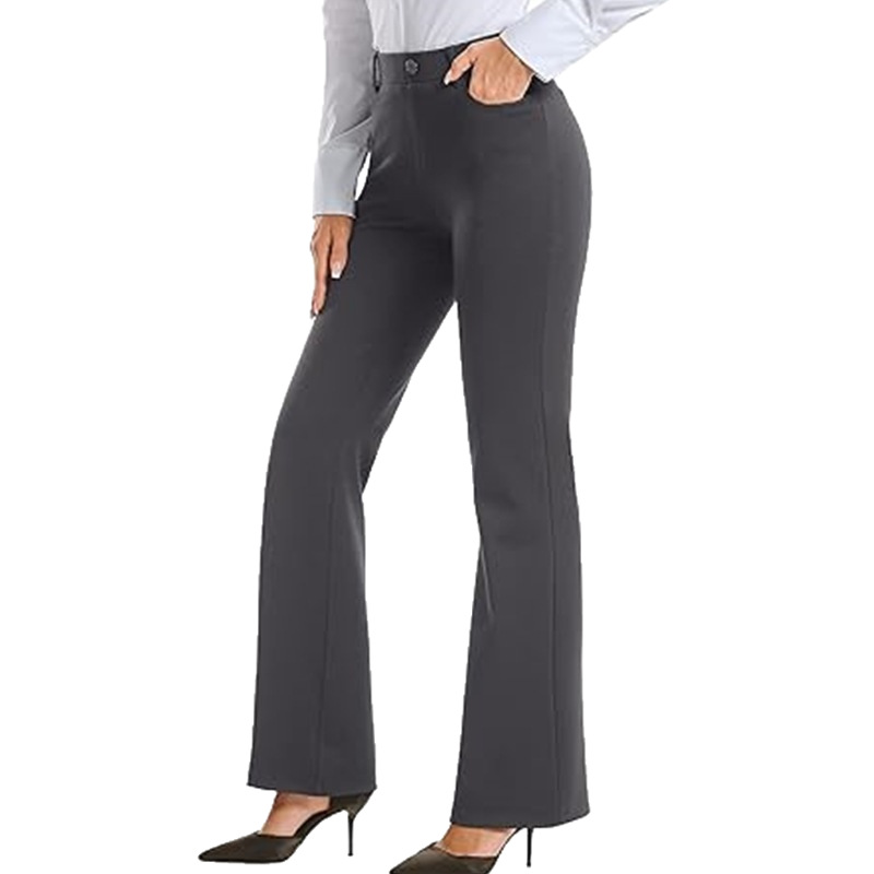 オフィスカジュアル 美脚見え フレアシルエット ストレッチパンツ