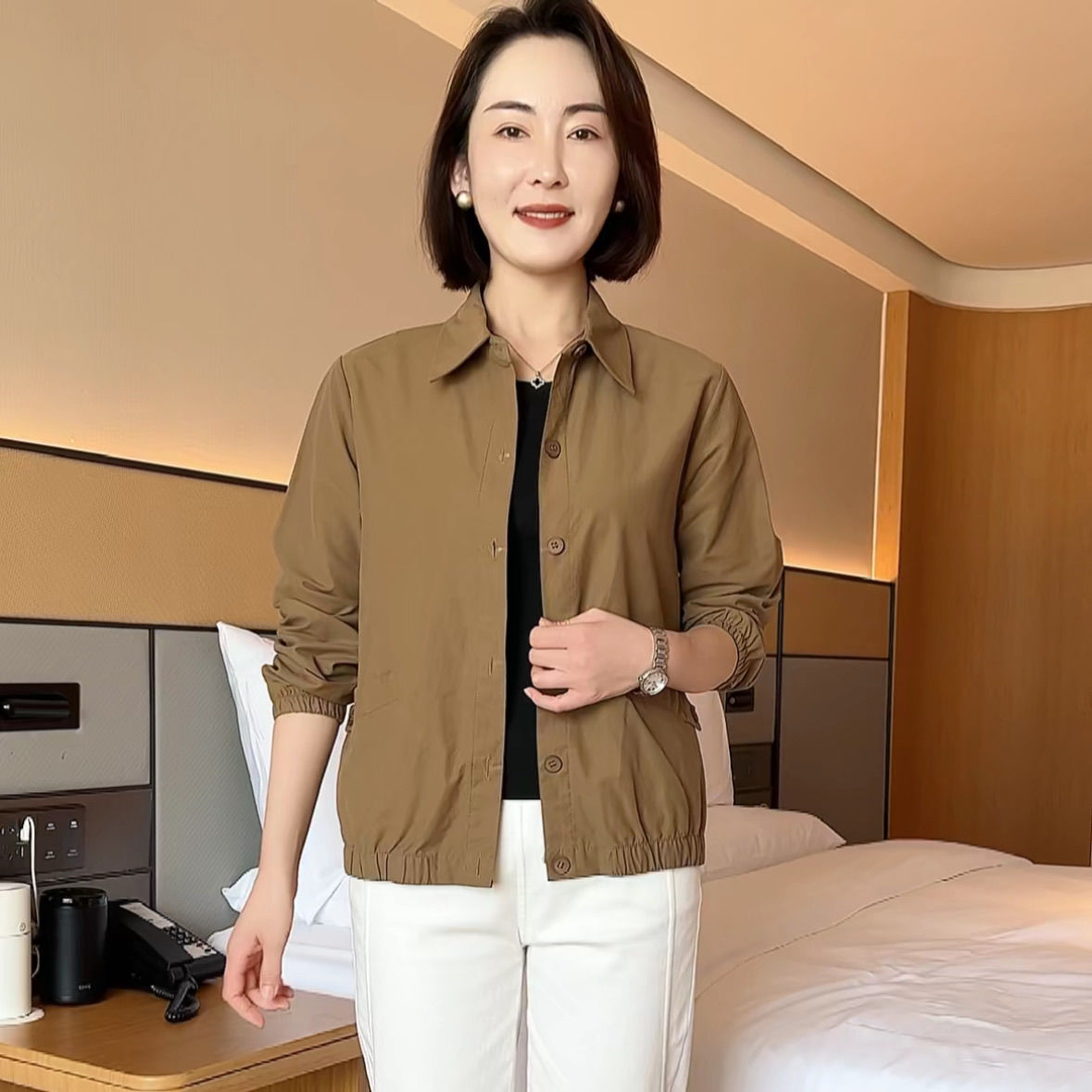 レディース オフィスカジュアル ゆったりシルエット長袖シャツジャケット