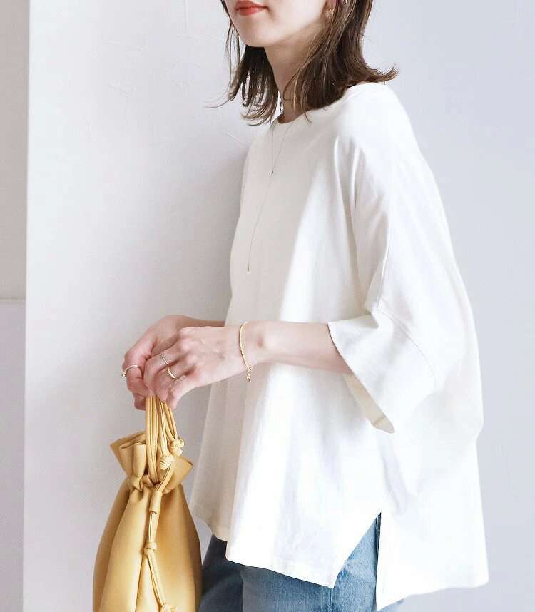 オフィスカジュアル  ゆったりドロップショルダーカットソー