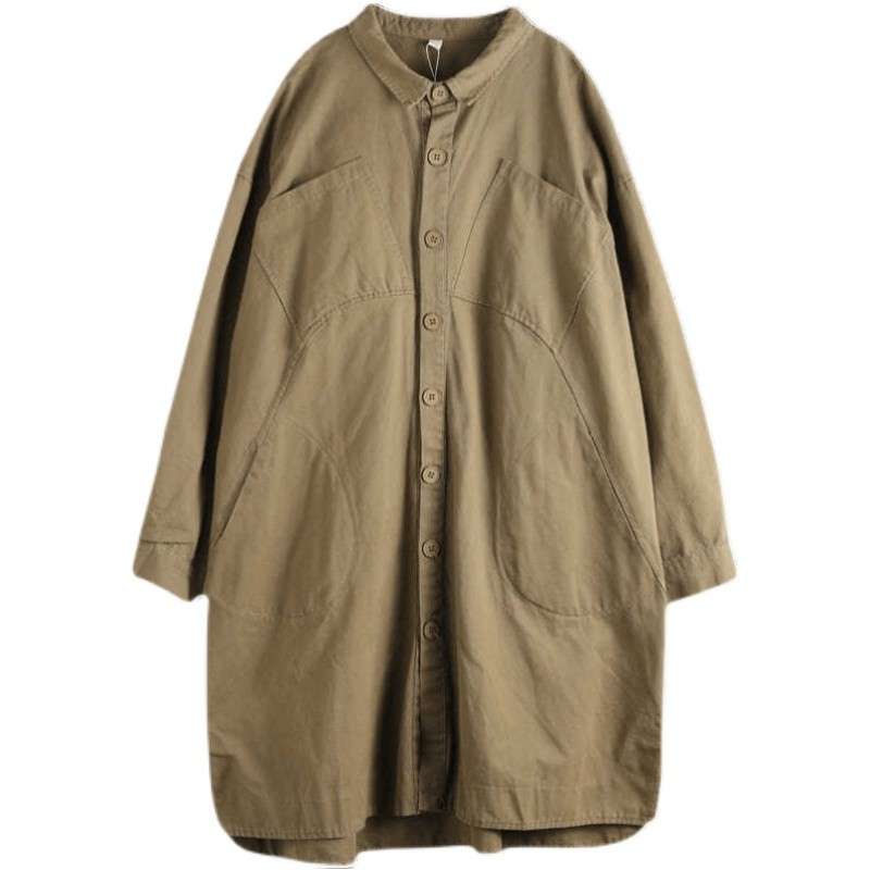 オフィスカジュアル ゆったりシルエットのロングシャツコート