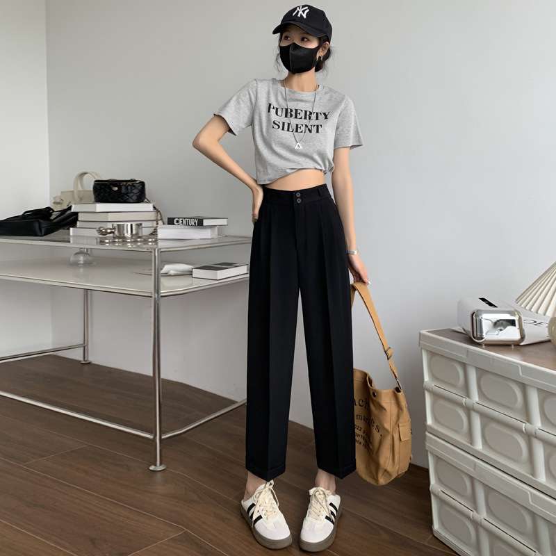 オフィスカジュアル  シックカラー ワイドレッグパンツ