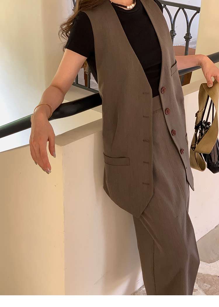 オフィスカジュアル  ロング丈マニッシュベスト