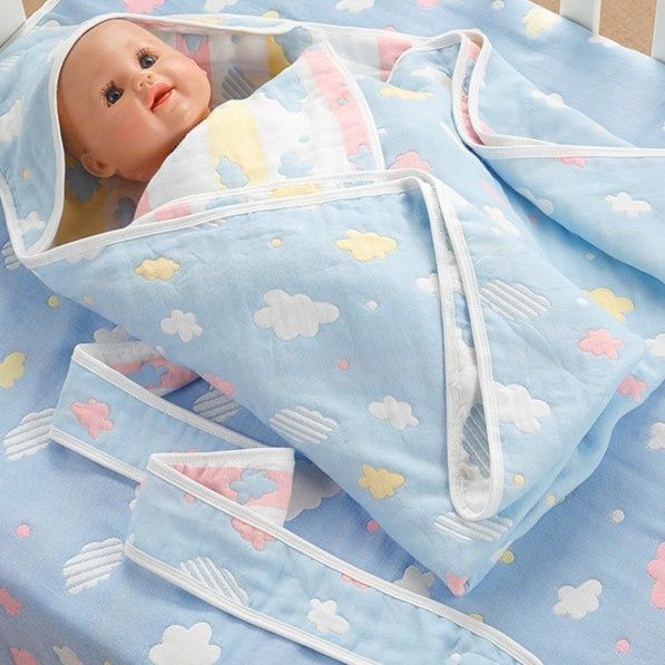 おくるみ ふわふわ雲柄ガーゼおくるみ 新生児用抱っこ布団
