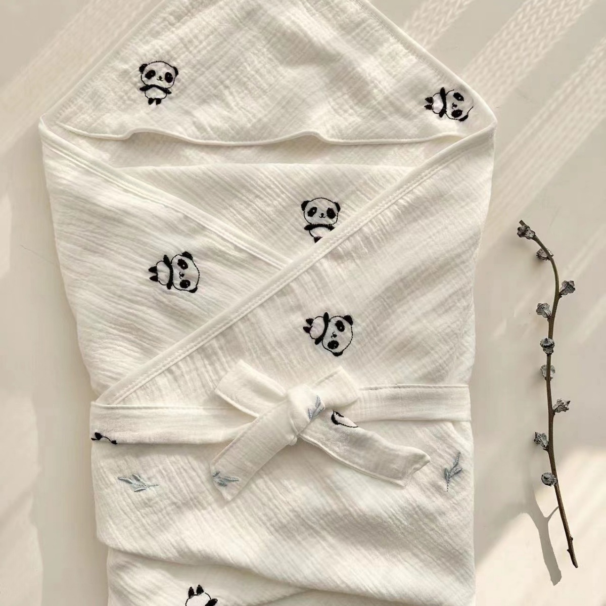 おくるみ 可愛い動物刺繍入りガーゼ素材おくるみ