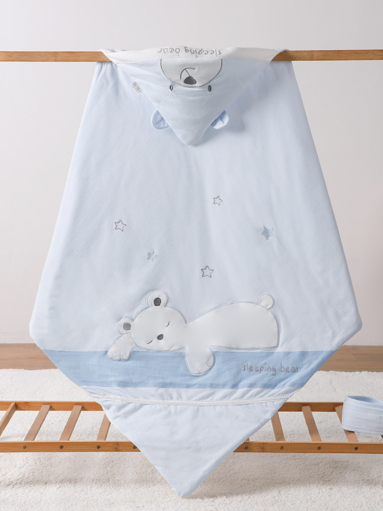 おくるみ 愛らしい動物刺繍の赤ちゃん用おくるみ