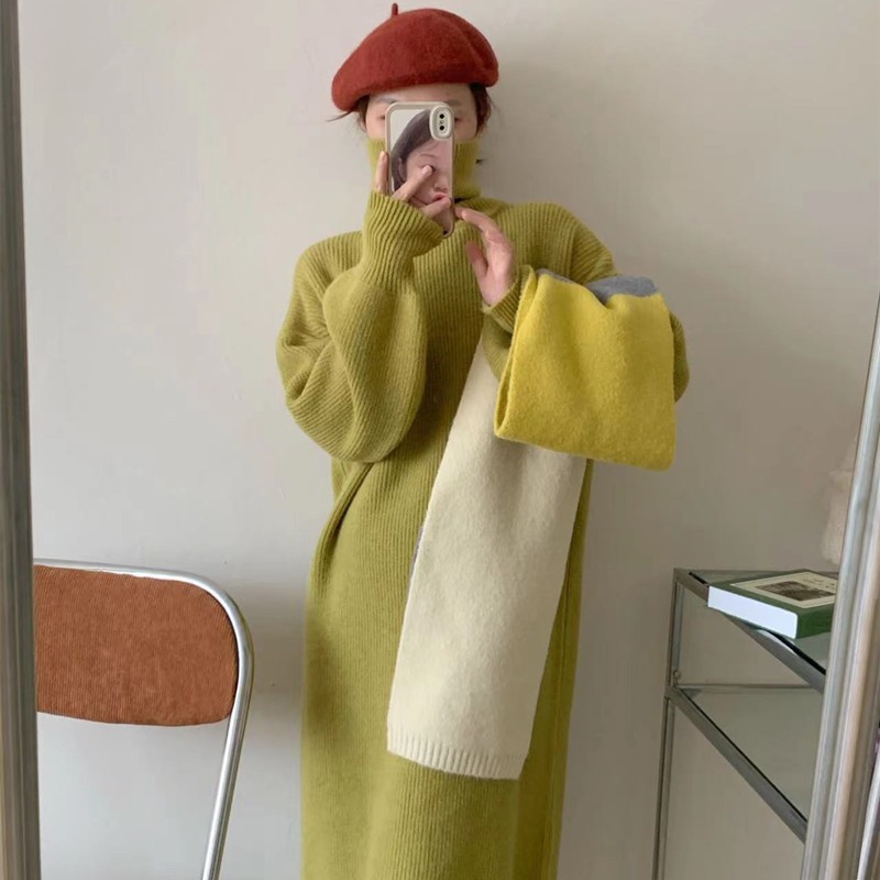 大人ワンピース ロング シンプル大人ニットワンピース