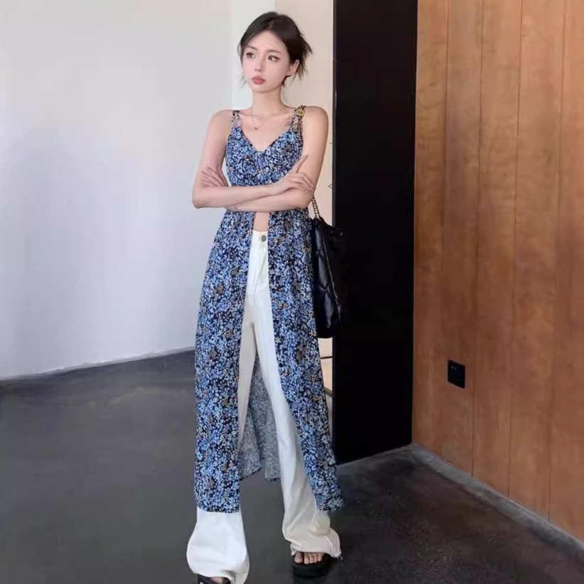大人ワンピース マキシ 優雅な花柄キャミソールワンピース