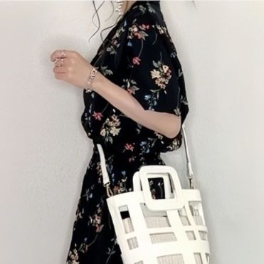 大人ワンピース  マキシ 優美な花園マキシワンピース