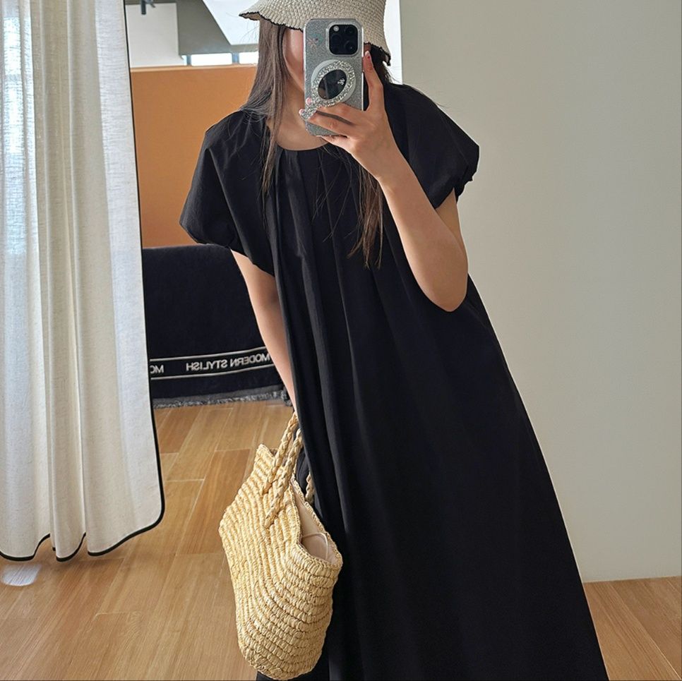 大人ワンピース ロング プリーツネック 清楚ロングワンピース