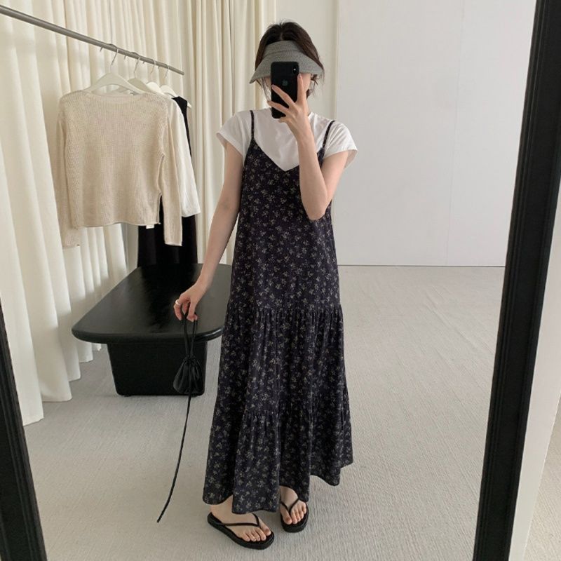 大人ワンピース マキシ 優美な花柄キャミソールマキシワンピース