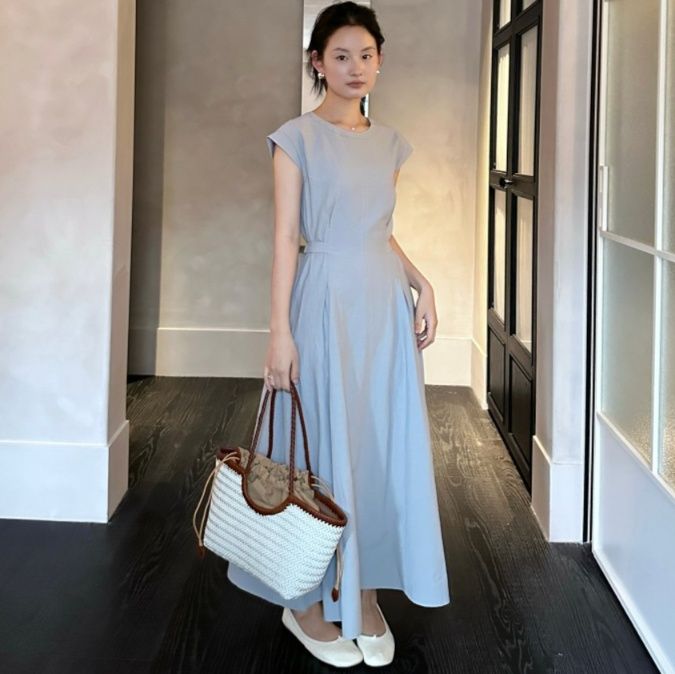 大人ワンピース ロング ナチュラル風合いフレアロングワンピース