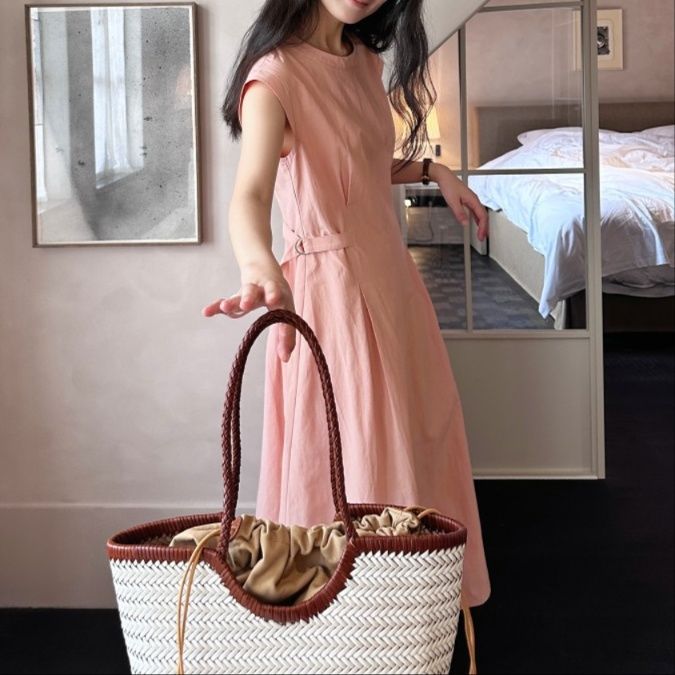 大人ワンピース ロング ナチュラル風合いフレアロングワンピース