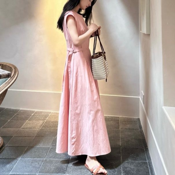 大人ワンピース ロング ナチュラル風合いフレアロングワンピース