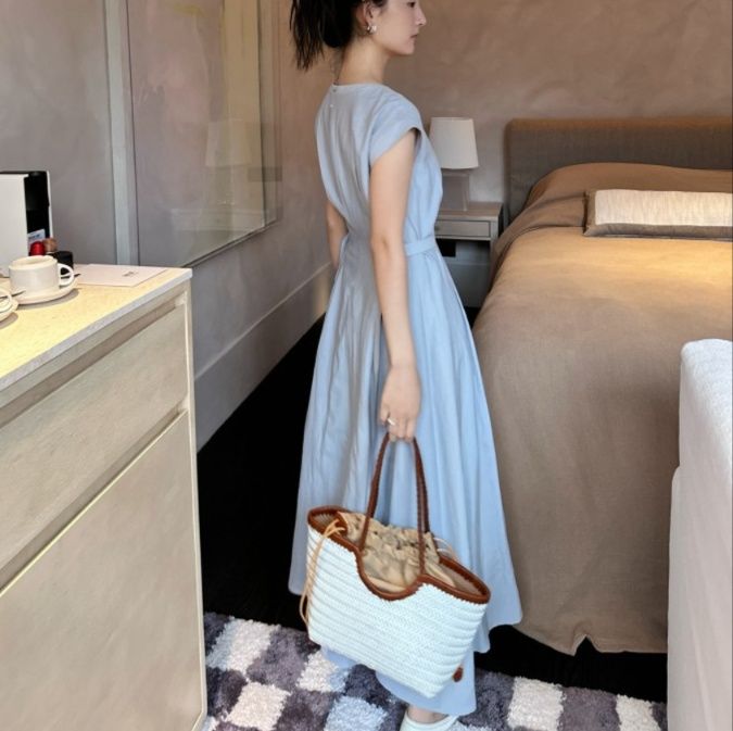 大人ワンピース ロング ナチュラル風合いフレアロングワンピース