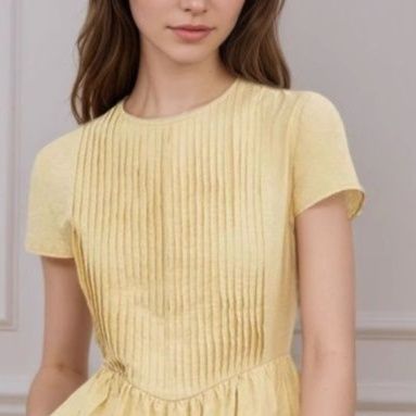 大人ワンピース ロング 胸元ピンタック Aラインシルエットロングワンピース