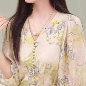 大人ワンピース ロング 花園の詩 ふんわり袖ロングワンピース