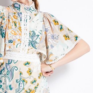 大人ワンピース ロング 上品シルエット 優美フレア袖ワンピース