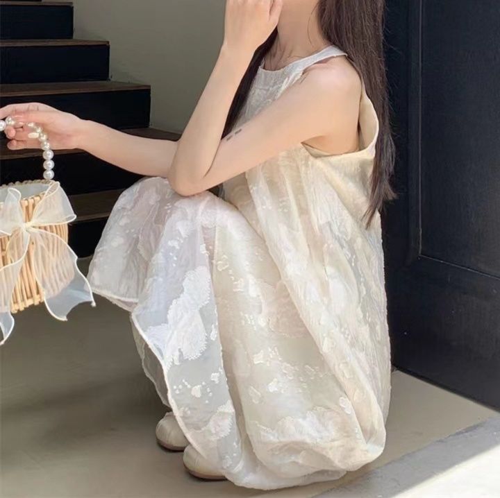 大人ワンピース ロング 立体刺繍ホルターネックロングワンピース