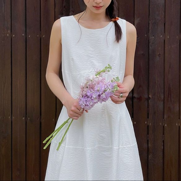 大人ワンピース ロング 優雅な佇まい ゆったりノースリーブワンピース