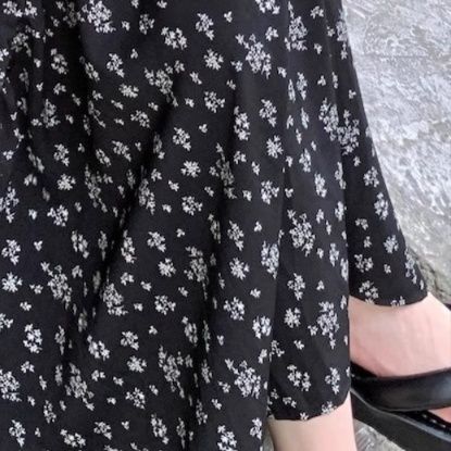 大人ワンピース ロング 小花柄ティアードロングワンピース