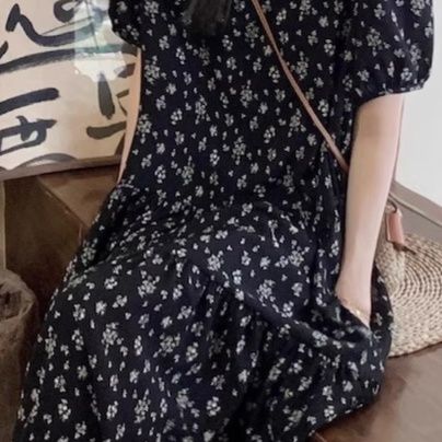 大人ワンピース ロング 小花柄ティアードロングワンピース