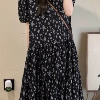 大人ワンピース ロング 小花柄ティアードロングワンピース