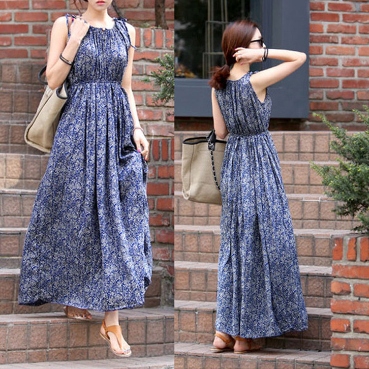 大人ワンピース マキシ 上品フェミニン花柄ギャザーマキシ丈キャミソールワンピース