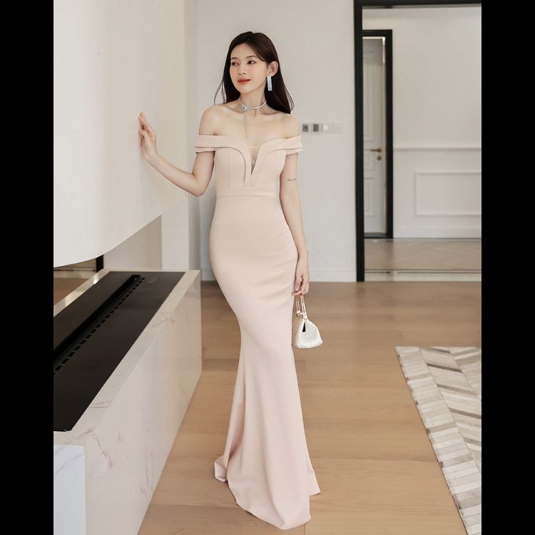 大人ワンピース 優美なマーメイドラインロングドレス