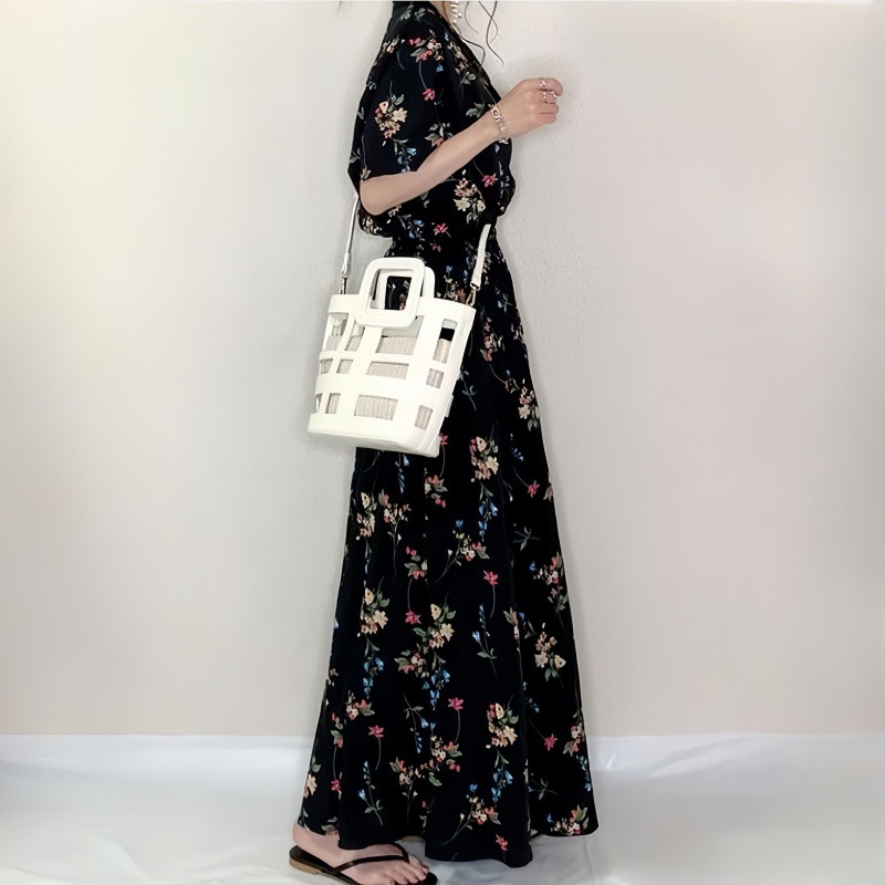 大人ワンピース  マキシ 優美な花園マキシワンピース