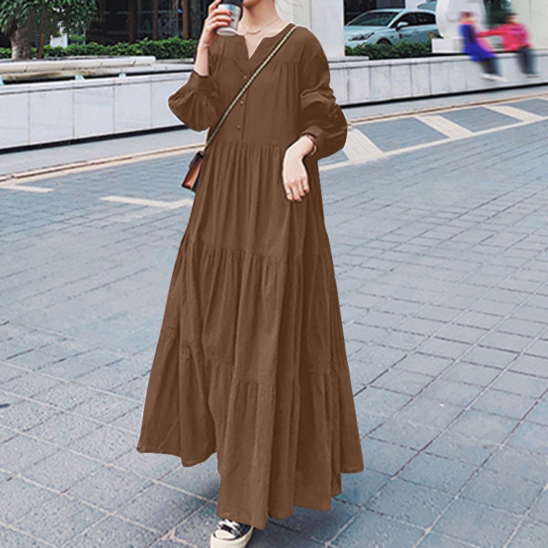 大人ワンピース ロング シンプル大人ゆったりティアードワンピース