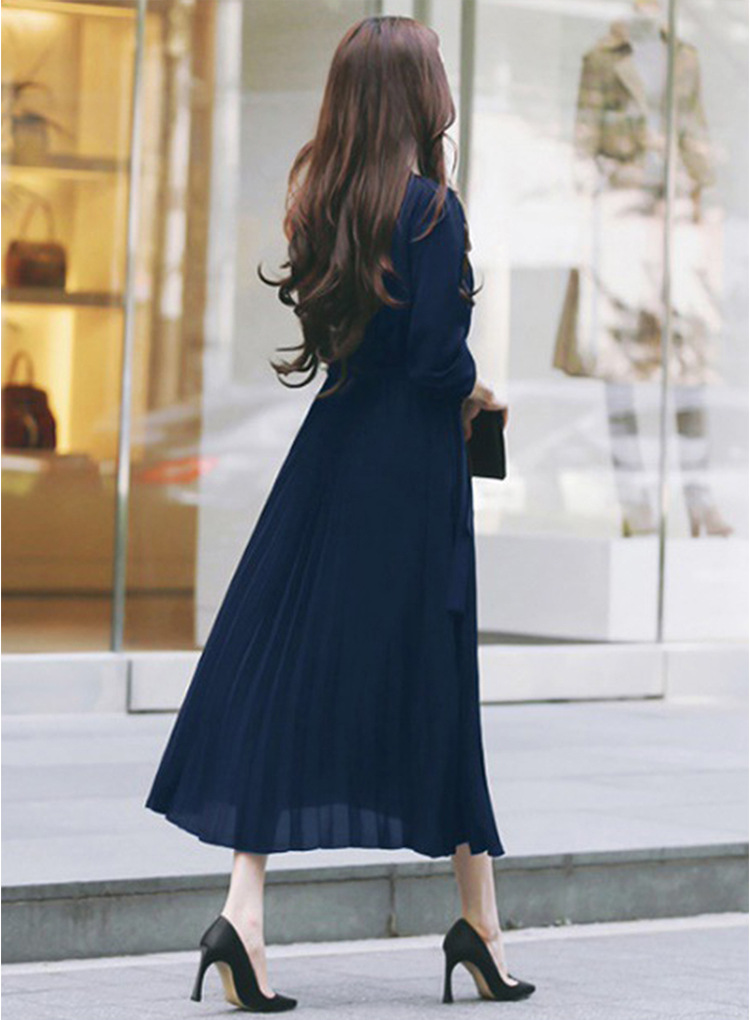 大人ワンピース ロング 上品シルエット プリーツロングワンピース