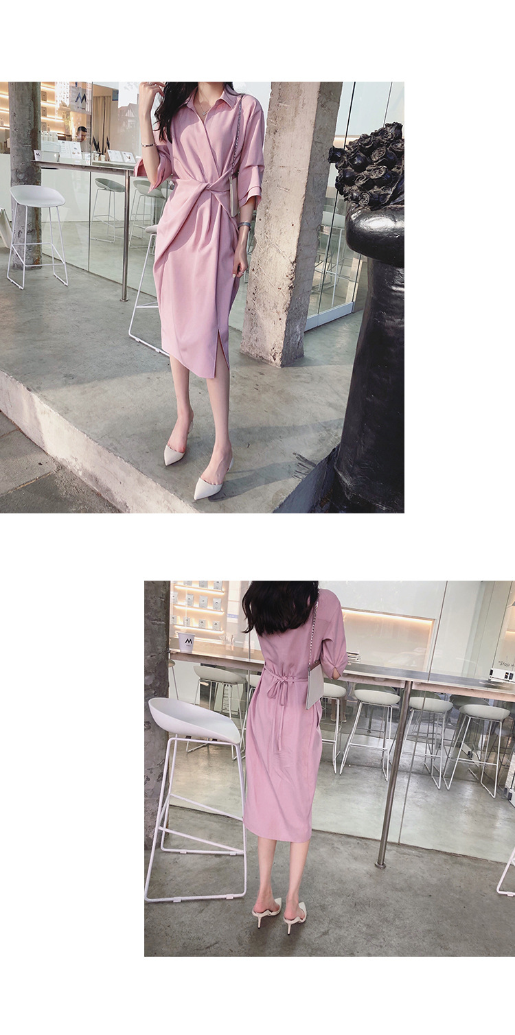 大人ワンピース ロング シャツ風ラップワンピース