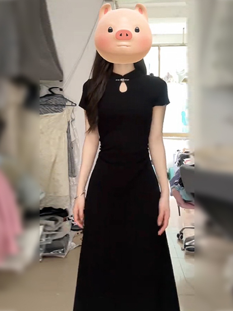 大人ワンピース ロング チャイナ風しずく開き優雅ロングワンピース