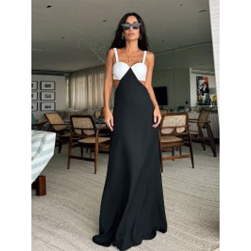 大人ワンピース ロング バストカットサイド魅せ大人ワンピース